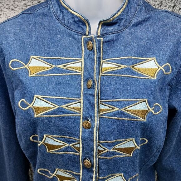 Bob Macke Wearable Art Embroidered Stretch Denim Shacket. Woman's Small. Blue... - Picture 7 of 16